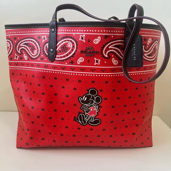 DISNEY X COACH Mickey Mouse Reversible Bandana Print City Tote - Picture 2 of 12